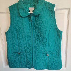 Brunswick Square Women's Teal Vest XL Full Zip Swirl Design